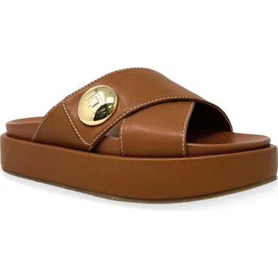 Shushop Katie Platform Slide Sandal In Brown