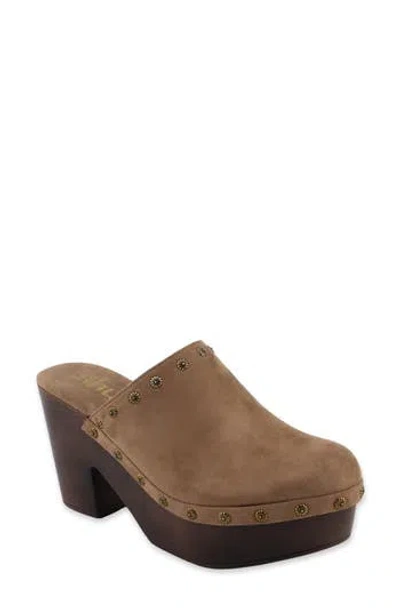 Shushop Kelsey Faux Leather Clog In Taupe
