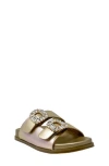 Shushop Kids' Bridget Rhinestone Buckle Slide Sandal In Gold