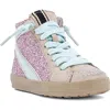 Shushop Kids' Roony High Top Sneaker In Pink Glitter