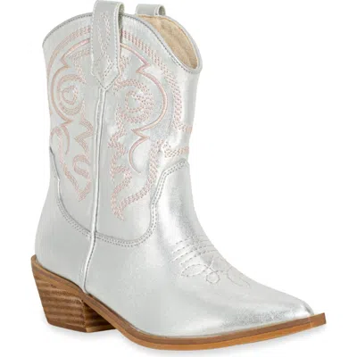 Shushop Kids' Zita Mini Western Boot In Silver