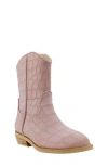 Shushop Kids' Zouzou Croc Embossed Western Boot In Pink