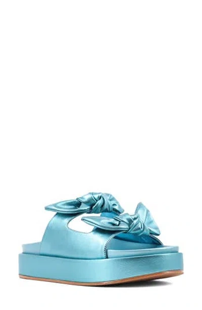 Shushop Kiki Platform Slide Sandal In Blue