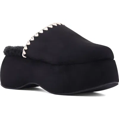Shushop Larissa Whipstitch Platform Mule In Black