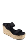 Shushop Leena Platform Wedge Espadrille Sandal In Black