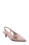 Shushop Nadja Pointed Toe Kitten Heel Slingback Pump In Brown