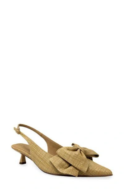 Shushop Nora Bow Kitten Heel Slingback Pump In Brown