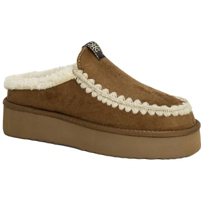 Shushop Trinity Faux Suede Clog In Brown