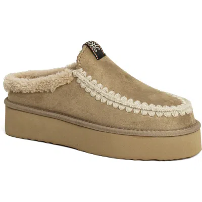 Shushop Trinity Faux Suede Clog In Natural