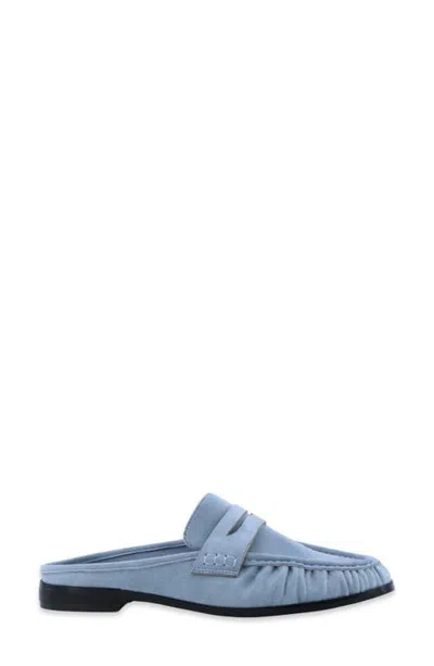 Shushop Tuscany Flat Mule In Denim Suede