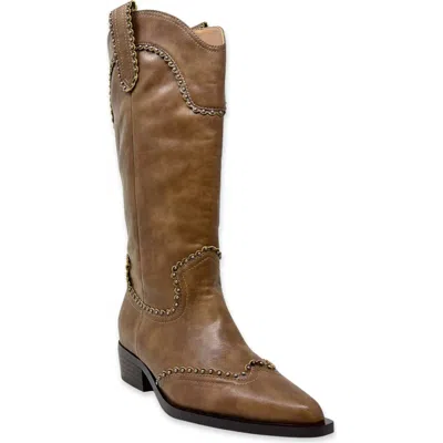 Shushop Ventura Faux Leather Western Boot In Camel