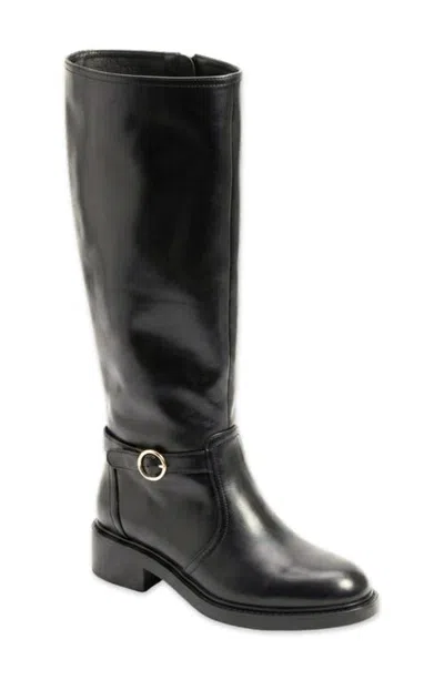 Shushop Vermont Faux Leather Knee High Riding Boot In Black