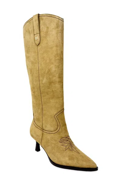 Shushop Wendy Faux Suede Western Boot In Brown