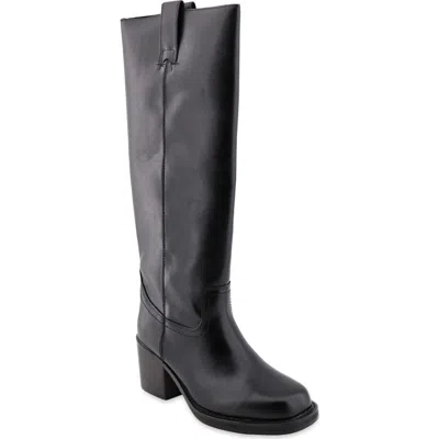 Shushop Zadie Faux Leather Knee High Boot In Black