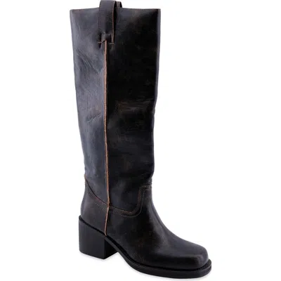 Shushop Zadie Faux Leather Knee High Boot In Black