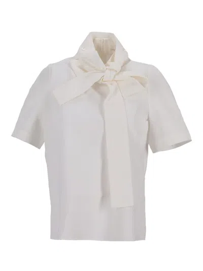 Shushu Ribboned Pullover Blouse In White