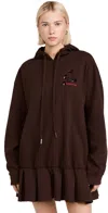 Shushu-tong 3d Rose Hoodie Dress Brown In Brown