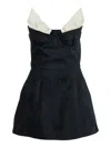 Shushu-tong Black Dress With Bustier-style Neckline And Velvet Effect In Black