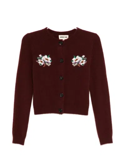 Shushu-tong Cardigan Mit Perlen In Burgundy