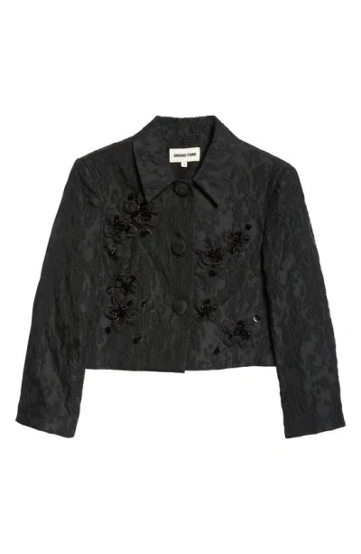 Shushu-tong Shushu/tong Beaded Wool Blend Cloqué Crop Jacket In Ba100 Black