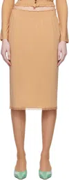 Shushu-tong Beige Stretch Midi Skirt In Be100 Beige