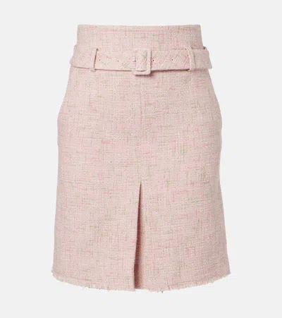 Shushu-tong Belted Cotton-blend Tweed Pencil Skirt In Pink