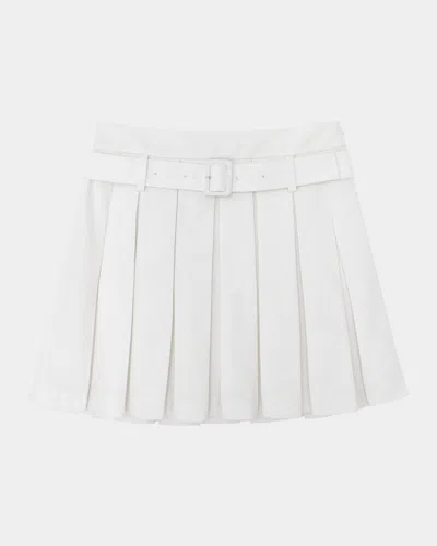 Shushu-tong Belted Pleated Mini Skirt In White
