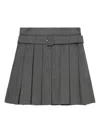Shushu-tong Gray Belt-embellished Pleated Miniskirt In Grey