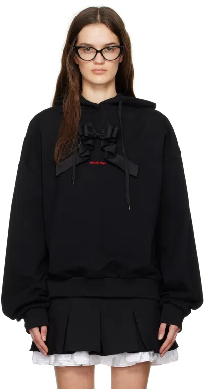Shushu-tong Black 3d Bow Loose Hoodie In Ba100 Black