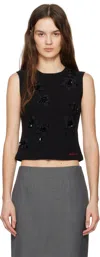Shushu-tong Black 3d Flower Tank Top In Ba100 Black
