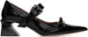 Shushu-tong Black Bow Pointed Heels In Ba100 Black