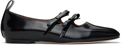 Shushu-tong Black Double Bow Mary Jane Ballerina Flats In Ba100 Black
