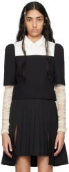 Shushu-tong Black Double Collar Blouse In Ba100 Black