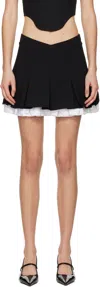 Shushu-tong Black Double-layered A-shape Miniskirt In Ba100 Black