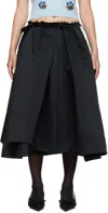 SHUSHU-TONG BLACK IRREGULAR PLEATED MIDI SKIRT