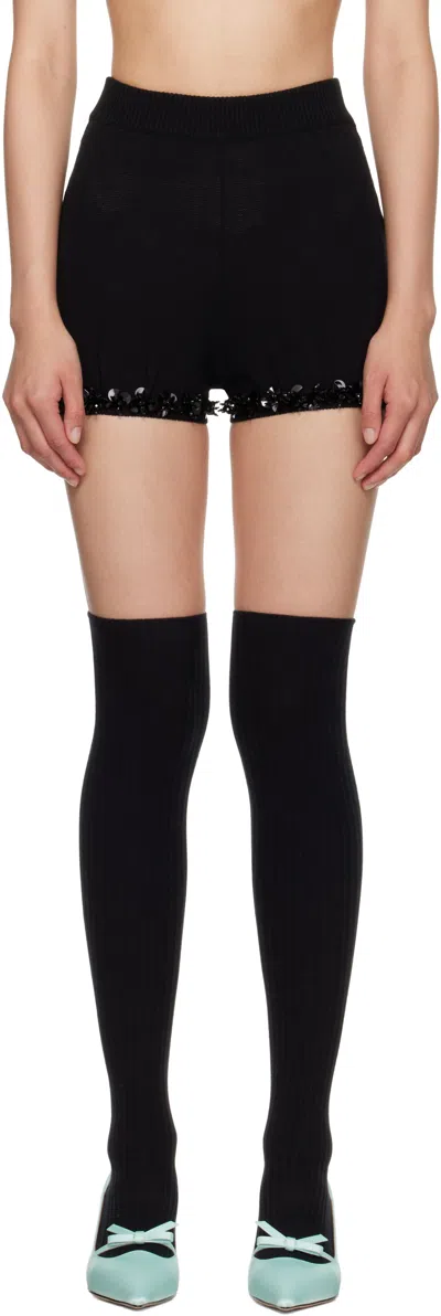 Shushu-tong ブラック ニット ショートパンツ