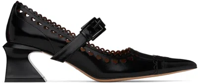 Shushu-tong Black Lace Pointy Toe High Heels In Ba100 Black