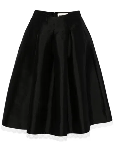 Shushu-tong Lace-trim A-line Midi Skirt In Black ModeSens