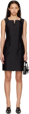 Shushu-tong Black Lapel Waist-cinching Straight Minidress In Ba100 Black