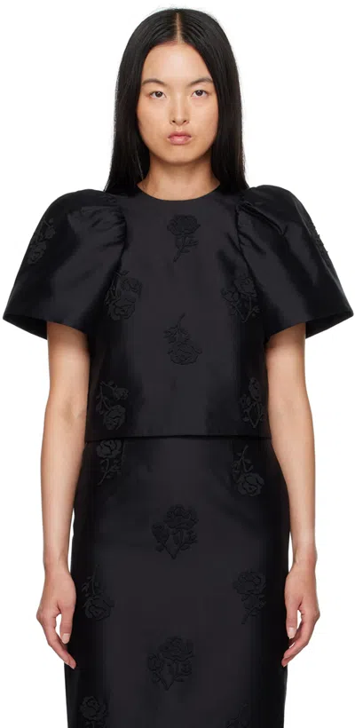 Shushu-tong Black Puff Sleeve Blouse In Ba100 Black