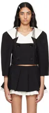 Shushu-tong Black Puff Sleeve Jacket In Ba100 Black