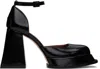 Shushu-tong Black Round Toe Strap Heels In Ba100 Black