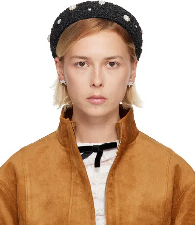 Shushu-tong Black Rubber Band Rhinestone Flower Headband