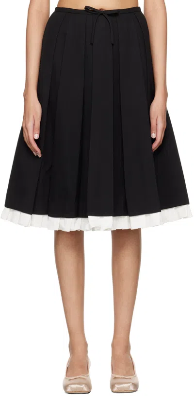 Shushu-tong Layered Midi Skirt In Ba100 Black