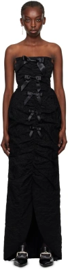 Shushu-tong Black Shirred Sheath Maxi Dress In Ba100 Black