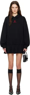 Shushu-tong Black Shirt-collar Loose Minidress In Ba100 Black