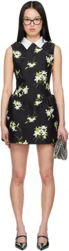 Shushu-tong Black Shirtneck Patchwork Sleeveless Dress In Pt251 Printing
