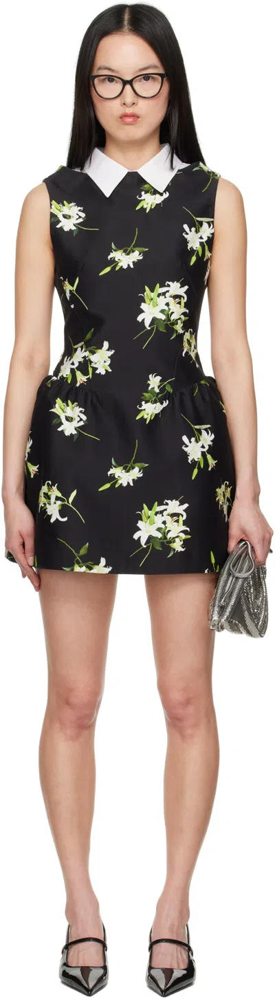 Shushu-tong Black Shirtneck Patchwork Sleeveless Dress In Pt251 Printing