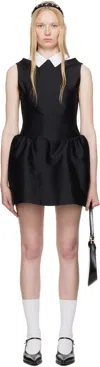 Shushu-tong Black Shirtneck Patchwork Sleeveless Minidress In Ba100 Black