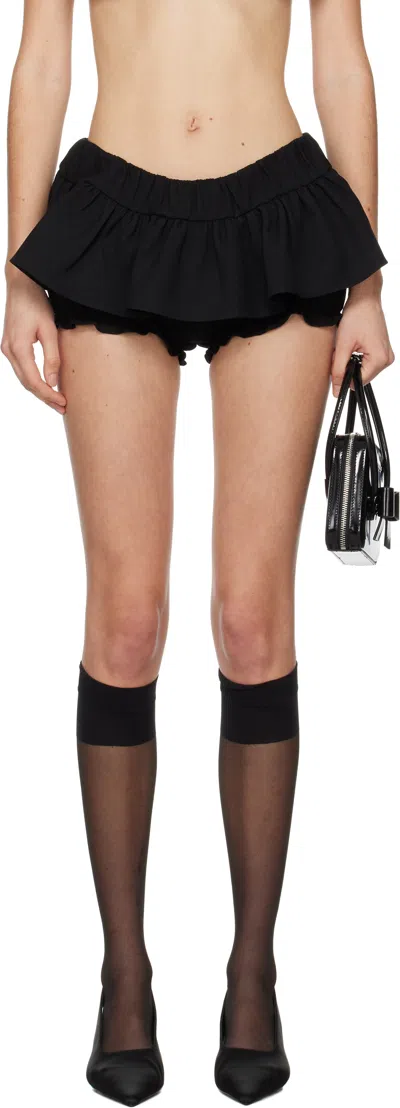 Shushu-tong Black Skirt-trimmed Double Layer Shorts In Ba100 Black
